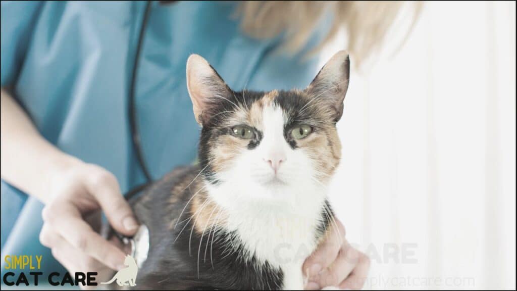 A cat getting a vet checkup.