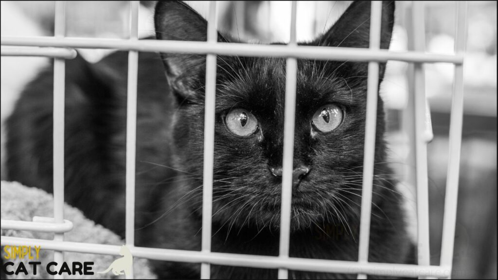 Black cat at a shelter.