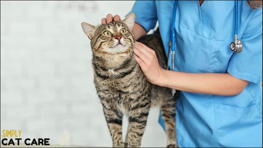 Cat being examined by a vet