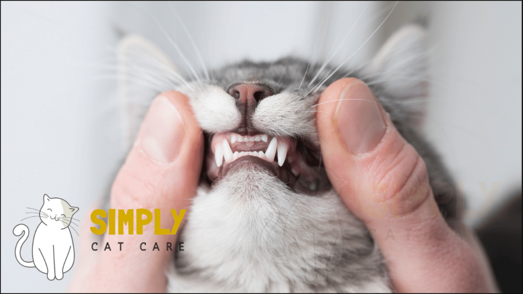Checking an older cats teeth for dental disease.