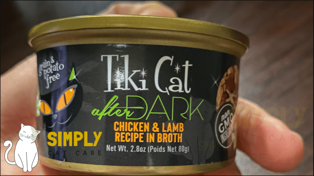 A close up look at Tiki Cat After Dark