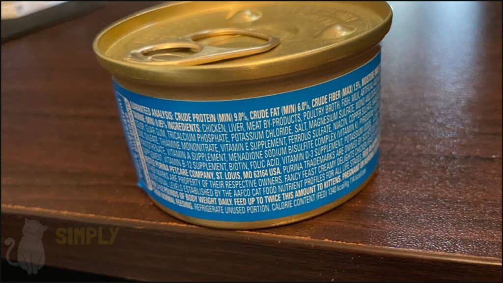 Fancy Feast cat food ingredient list