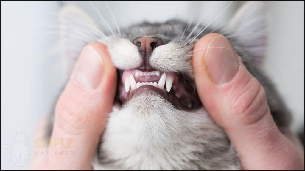 Checking a cats teeth for dental problems
