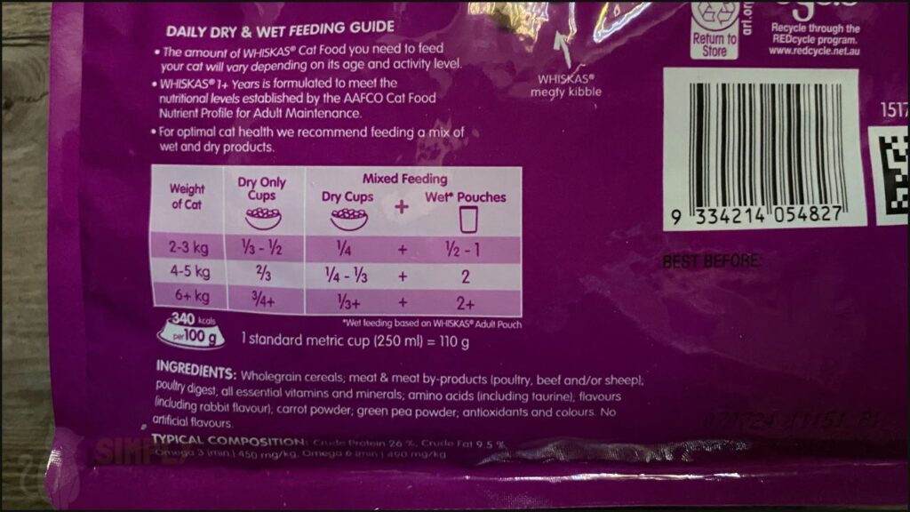 Whiskas dry cat food ingredients