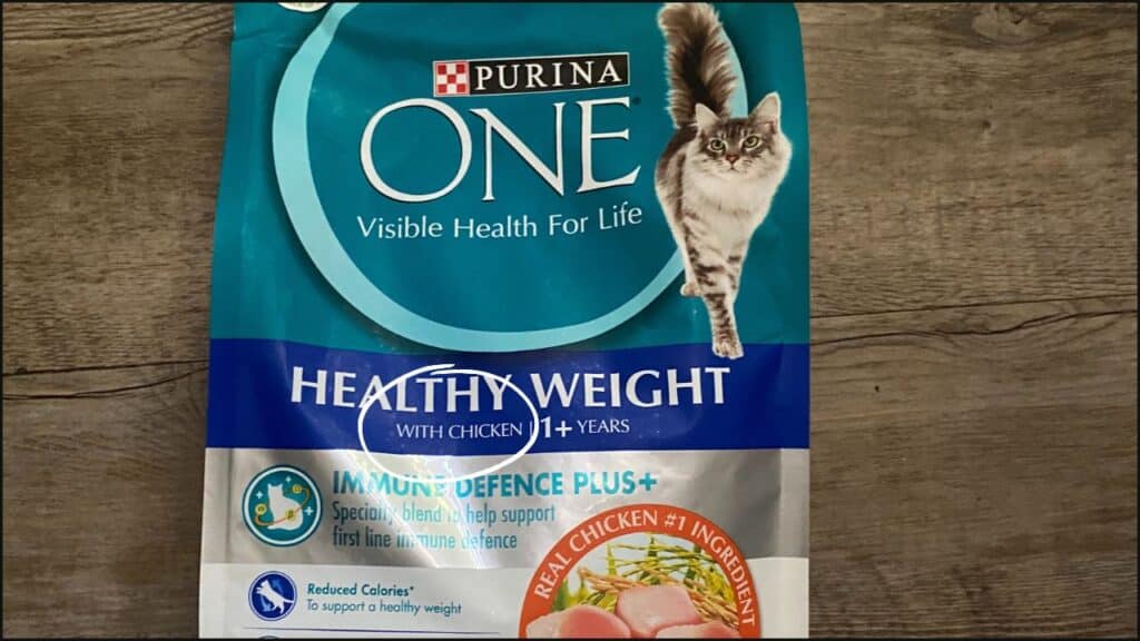 A cat food that uses the WITH descriptor