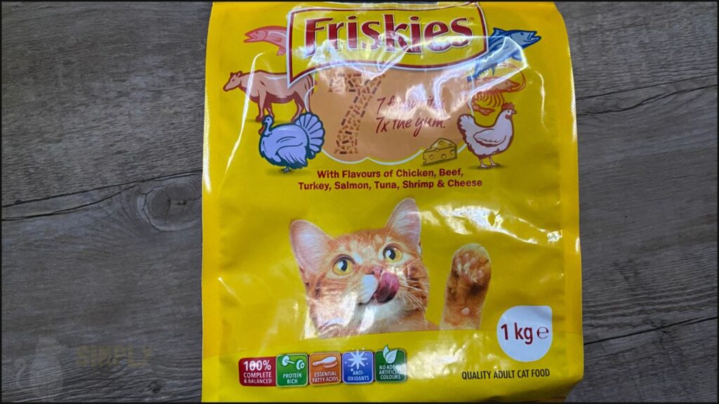 Friskies dry cat food front label