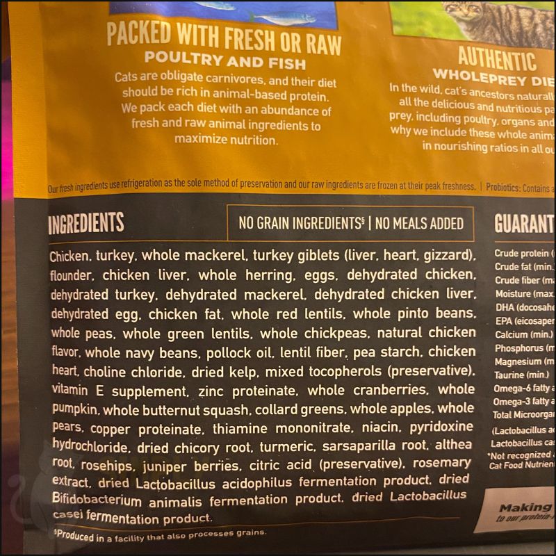 Orijen Original ingredients list