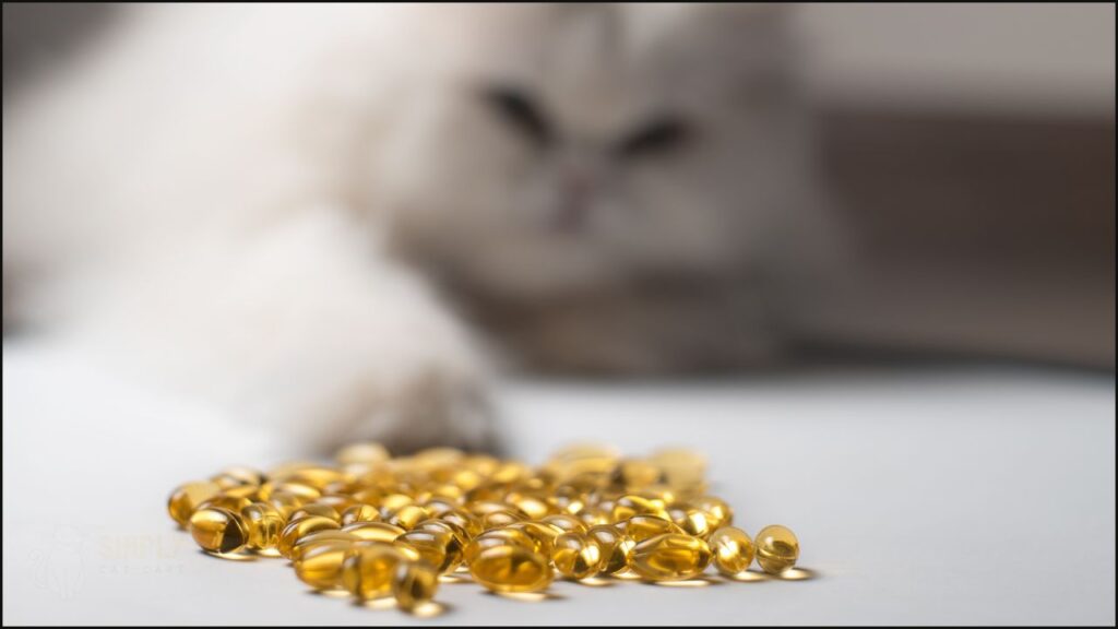 A cat with fish oil