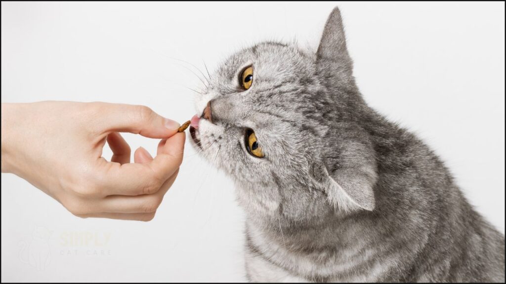 A cat eating a treat