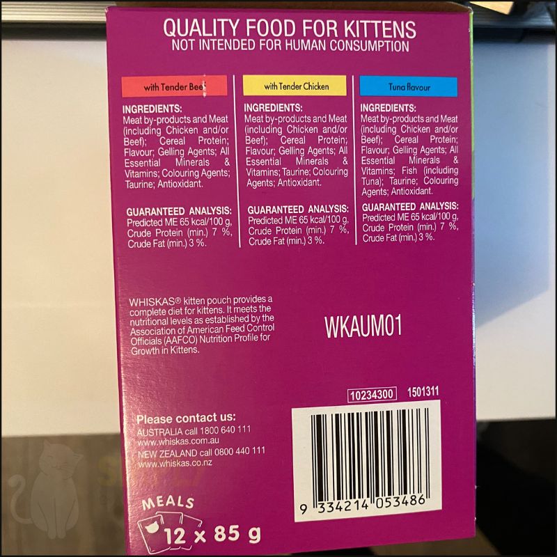 Whiskas wet kitten food nutrition and ingredients