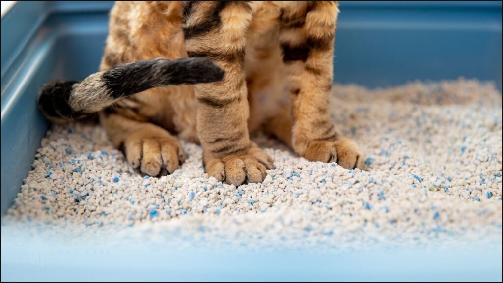 A cat in a litter box