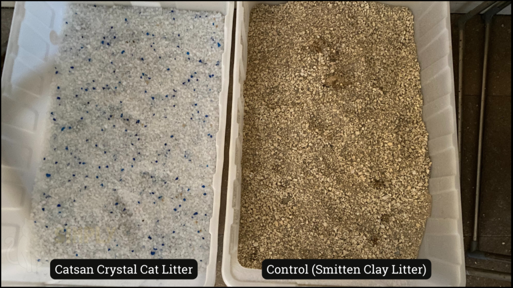 A comparison of litter tray usage between Catsan Crystal Cat Litter and control litter (day 1) (C) Simply Cat Care