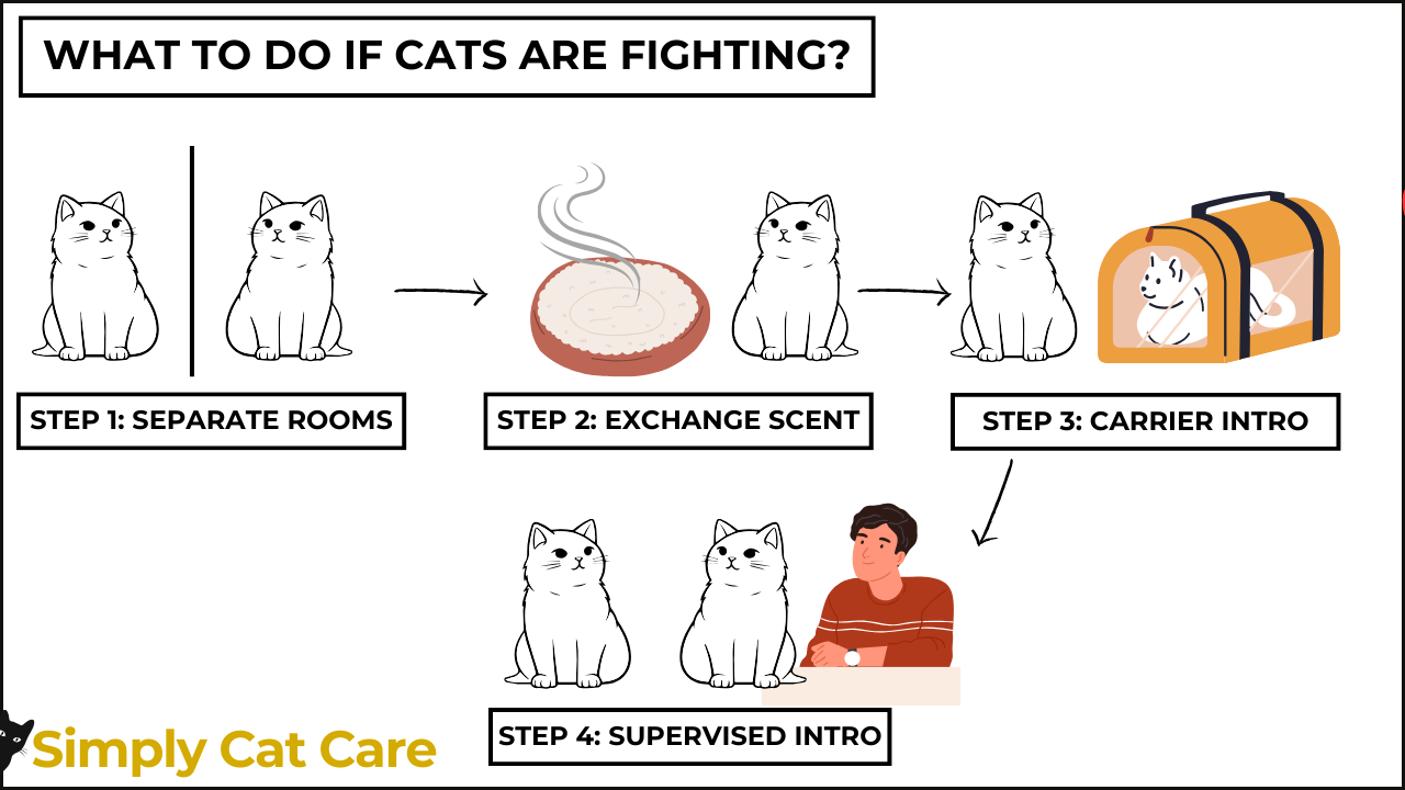A picture showing what to do if cats are fighting